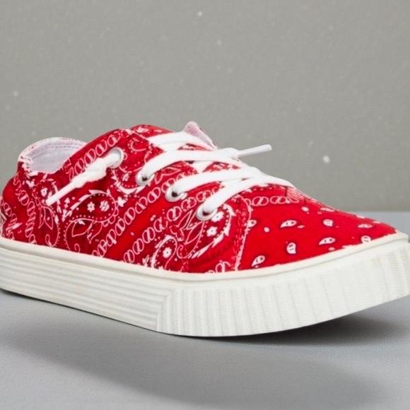 Steve Madden Shoes - NWT Madden Girl Red Paisley "Marisa" Canvas Sneakers